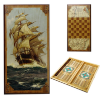 Нарды "Морские" в дер. коробе большие Арт. SA-MO-L