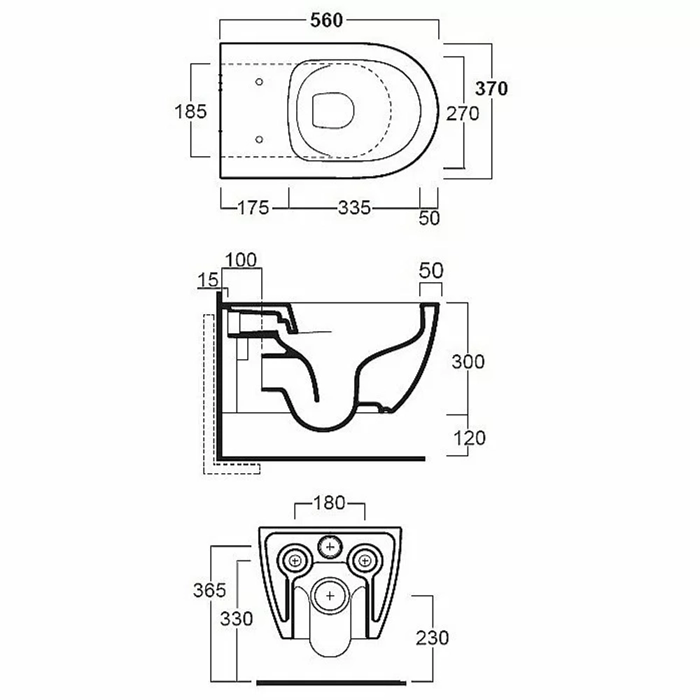 Унитаз подвесной Simas Trevi TRV18, безободковый, черный матовый