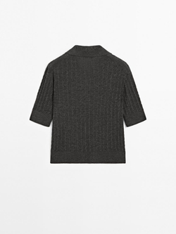 Massimo Dutti Поло из смесовой шерсти с узором «косы», антрацитово-серый