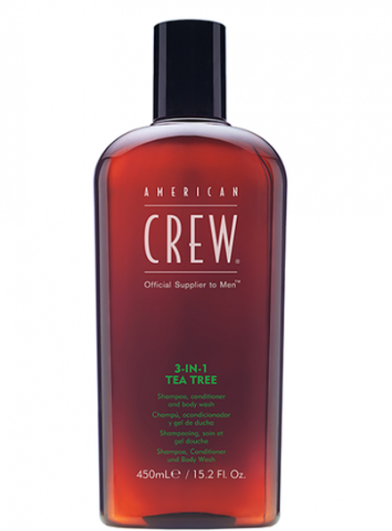 American Crew Tea Tree 3-in-1 - Шампунь, кондиционер и гель для душа, чайное дерево, 450 мл