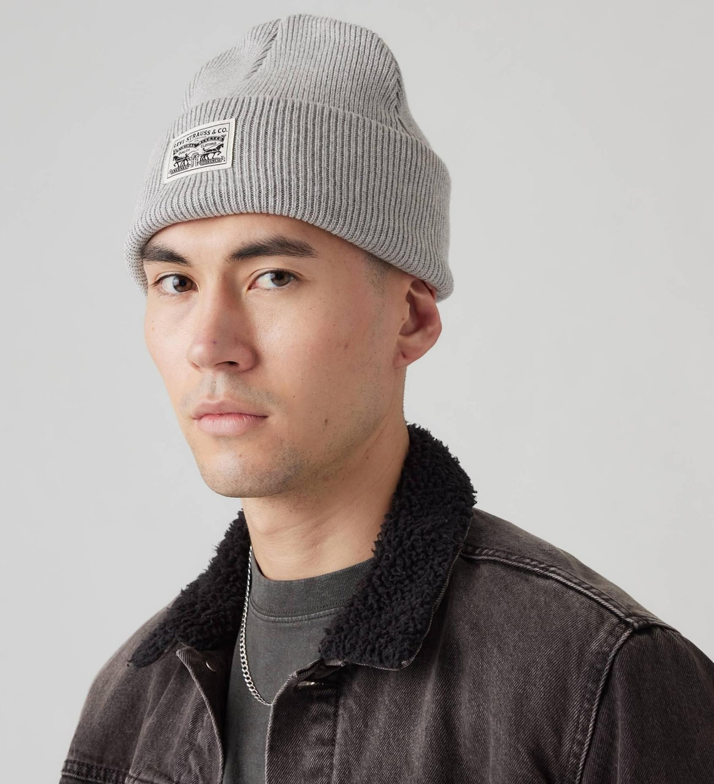 Шапка LEVI'S BACKPATCH BEANIE LIGHT HEATHER GREY