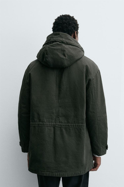 ZARA ПАРКА СВОБОДНОГО КРОЯ С ЭФФЕКТОМ ПОТЕРТОСТИ, СВЕТЛО-КОРИЧНЕВЫЙ