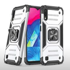 Противоударный чехол Strong Armour Case с кольцом для Samsung Galaxy A10 / M10 (Серебро)