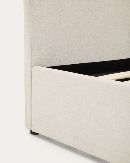 Кровать Nahiri бежевого цвета из шенилла с ящиком для хранения 150 x 200 см