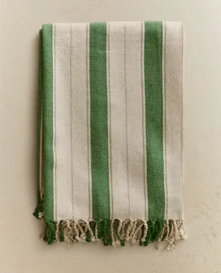 ZARA HOME ПЛЕД В ПОЛОСКУ, ЗЕЛЕНЫЙ