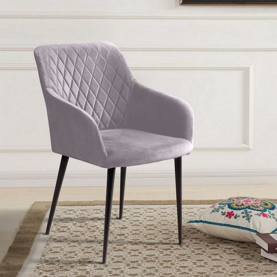 Стул с подлокотниками Robert, бархат светло-серый 26