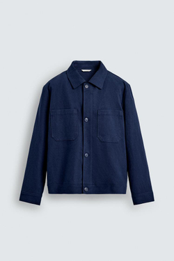 ZARA СТЕГАНАЯ КУРТКА ИЗ ЛИОЦЕЛЛА И ХЛОПКА, ЯРКО-СИНИЙ