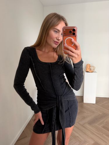 Платье лапша мини графит