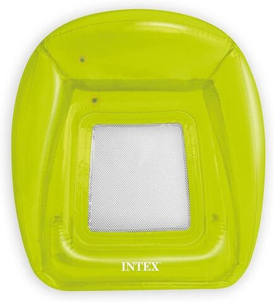 Матрас-кресло для плавания Intex 56802 Зеленый / Надувной шезлонг Интекс с сетчатым дном салатовый прозрачный для бассейна и моря