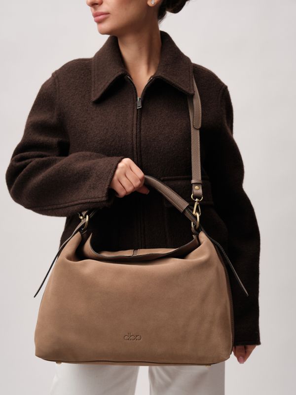 Замшевая сумка Andrea DBR 31374 серо-коричневый