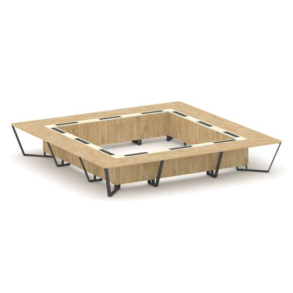 Steel Meet Стол переговорный квадратный KM-PR.B.SP-24K Тиквуд Светлый/Ваниль Глянец/Металл Антрацит