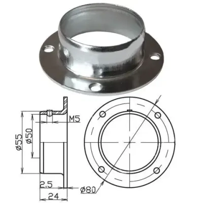 Фланец (держатель) для барной трубы d-50 мм, металл, 2шт