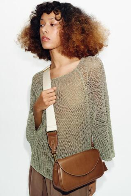 ZARA ПРЯМОУГОЛЬНАЯ СУМКА ЧЕРЕЗ ПЛЕЧО, ТЕМНЫЙ РЫЖЕВАТО-КОРИЧНЕВЫЙ