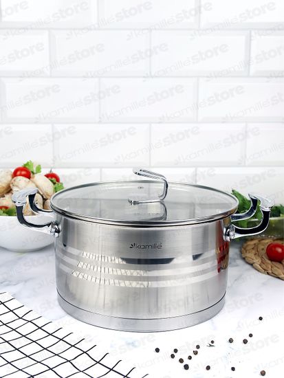 Кастрюля 4,4 л. из нержавеющей стали Kamille KM 5856 с крышкой