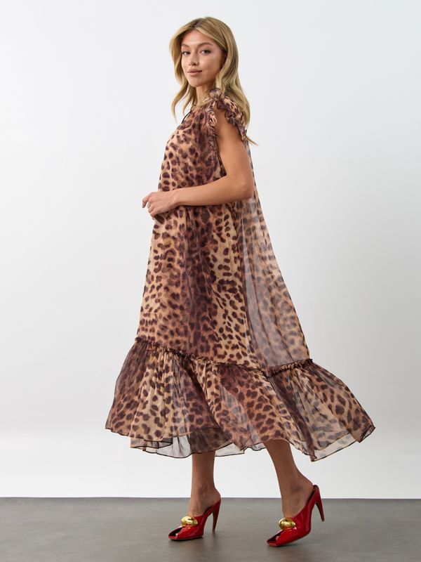 Платье шифоновое летящее с завязками