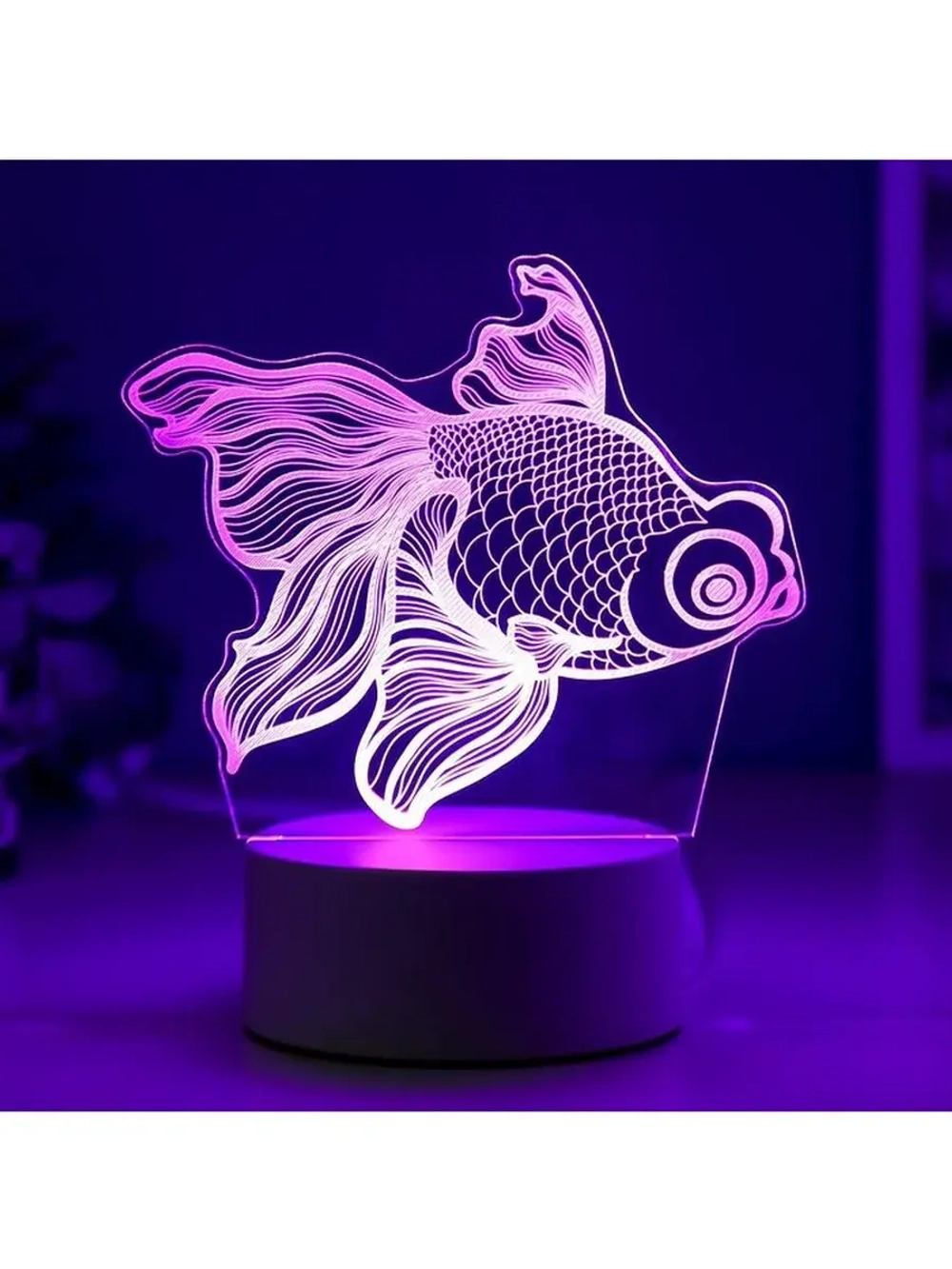 Светильник 3D ночник RISALUX «Рыбка», LED RGB, от сети, 9.5×
