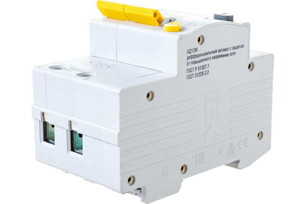 Дифференциальный автоматический выключатель АД12М 2Р С63 30мА IEK