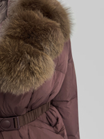 Куртка 8220 удлиненная однотонная с мехом и резинкой на поясе