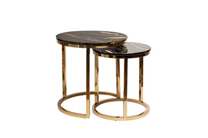 Набор журнальныx столиков Garda Decor темный искусственный мрамор с золотом