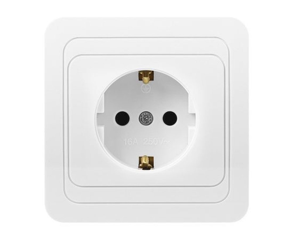 Розетка Smartbuy 1-местная с заземлением 16А белая, керамика Марс SBE-02w-16-S1-Z-c