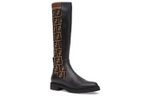 FENDI FF Rockoko Leather Boot "Black Tabacco"