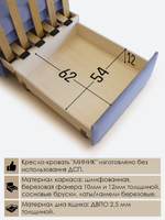 Кресло-кровать "Миник" с левым подлокотником, под правую руку, велюр Candy Violet