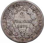 France, 2 Francs, 1871 – "Cérès" (Paris Mint), F