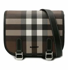 Сумка Burberry в клетку с кожаной отделкой