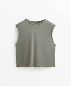 Oysho Футболка без рукавов, светлый хаки