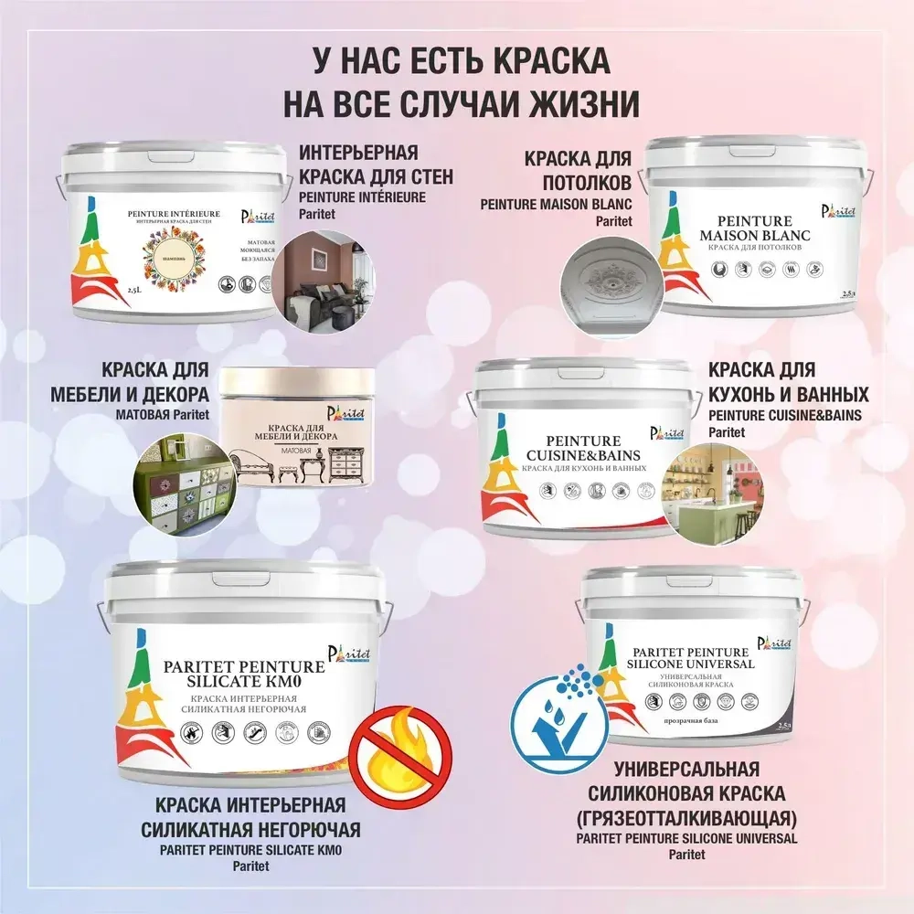 Краска для стен и потолка PARITET 2,5л Голубой