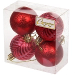 Новогодние шары 5 см (набор 4 шт) «Лесная тайна», красный
