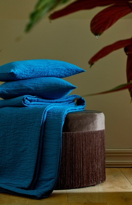 Покрывало RACINES BLEU PAON пике Blanc des Vosges 180x260 Синий