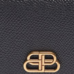 Balenciaga Grain Calfskin Coin Purse, Card Holder Women"s Black