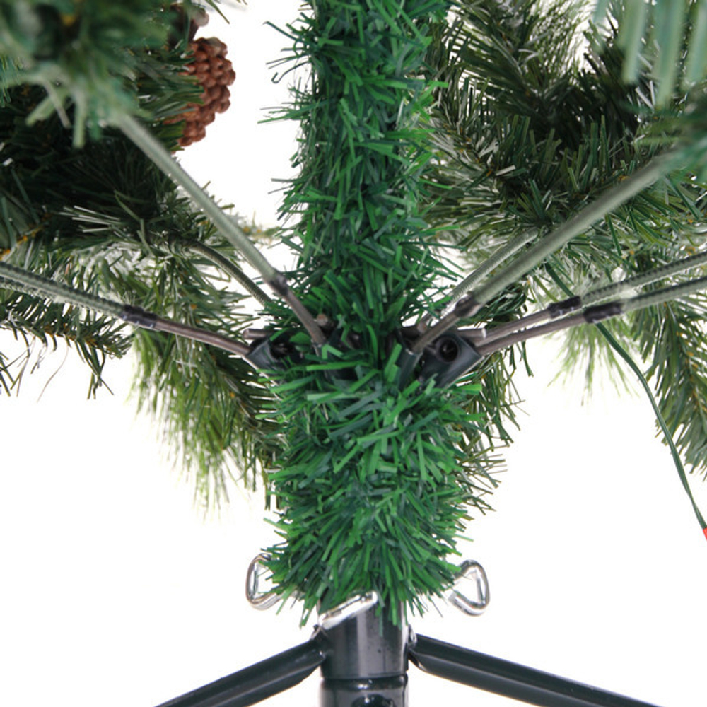 Елка светодиодная «Лесная метель» 180 см, ПВХ+леска (шишки и напыление), 671 ветка, 190 ламп LED, Теплый белый