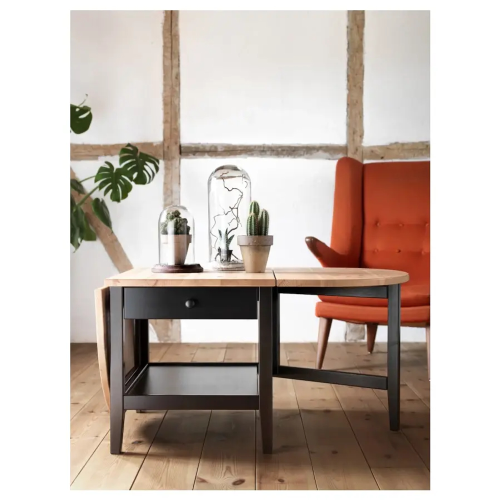Журнальный стол - IKEA ARKELSTORP/ИКЕА АРКЕЛЬСТОРП, 65x140x52 см, черный/светло-коричневый