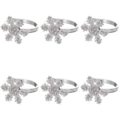 Набор колец для салфеток 6шт «Снежинка»4*4см, серебро