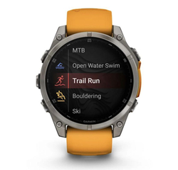 Умные часы Garmin Fenix 8, 47 мм, AMOLED, Sapphire Titanium with spark orange/graphite silicone band