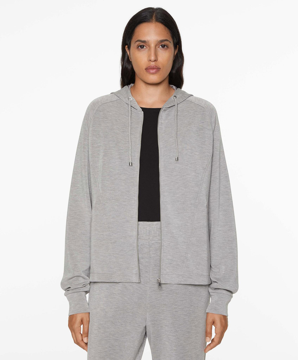 Oysho Куртка широкого прямого кроя с капюшоном из ткани с модалом, меланж