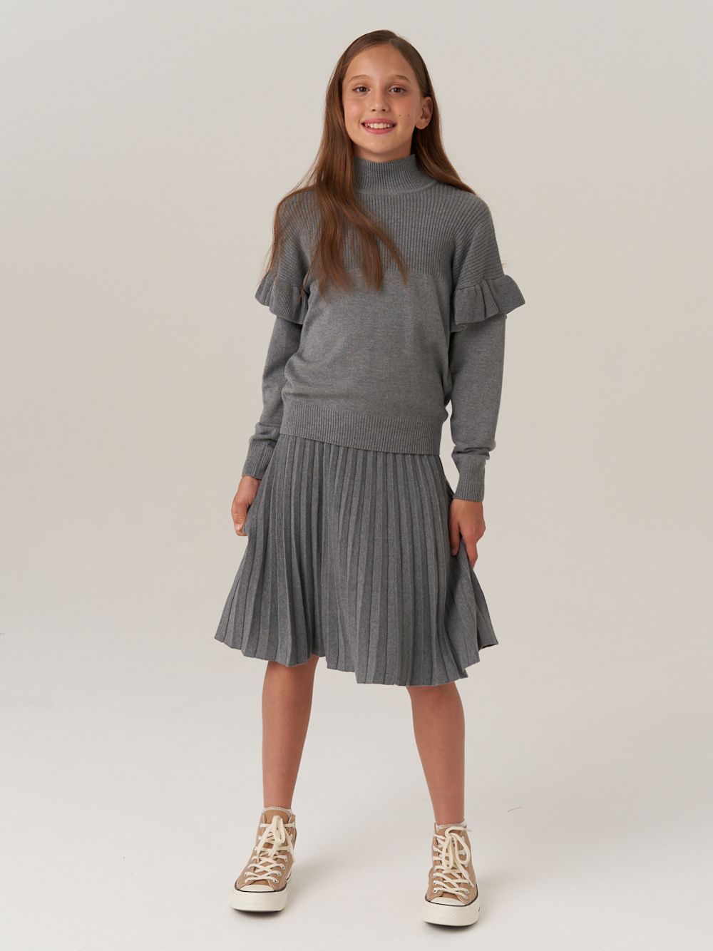 Юбка школьная для девочки AT883 серый