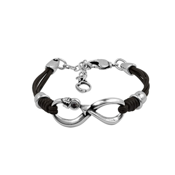 Браслет Ciclon из кожи и металла с серебряным покрытием Eterno Grey C213102-10-0