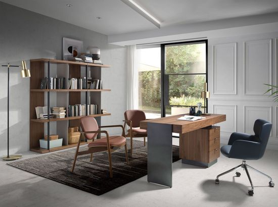 Офисный стол 3237/MQ2101DK из ореха и стали La Forma Испания