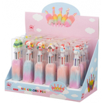 Ручка шариковая, автоматическая, 6в1, Basir, 6-ти цветная, серия "НОВОГОДНИЕ", с мехом на корпусе