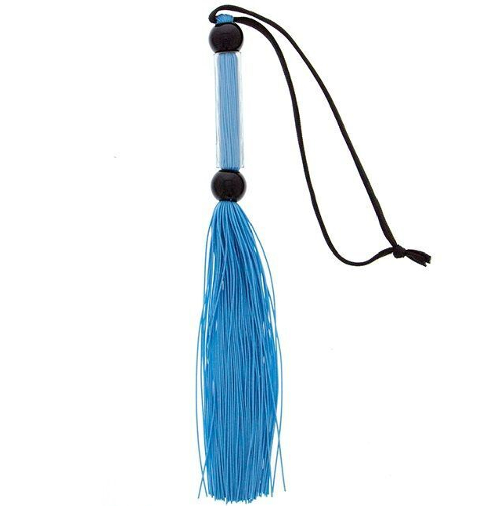 Голубая мини-плеть из силикона и акрила SILICONE FLOGGER WHIP - 25,6 см. (Цвет: голубой)