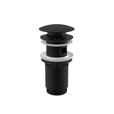 Донный клапан Alca Plast A392BLACK сифона для умывальника CLICK/CLACK 5/4", цельнометаллический с переливом и большой черной заглушкой