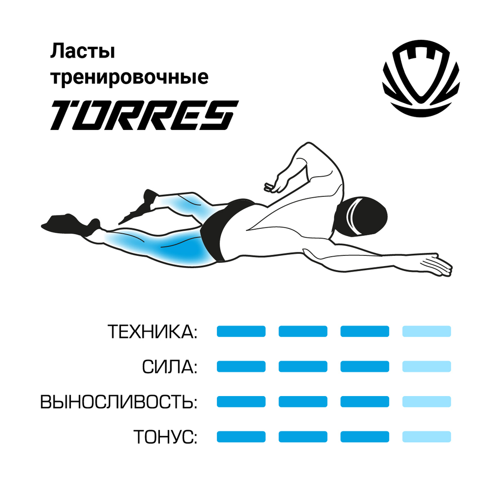 Ласты для бассейна TORRES F01, SWF012401PN, р. EU 27-29 (XXS), розово-серый