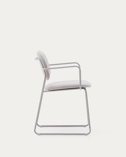 Стул Meli из бежевого шенилла с бежевой металлической структурой Испания la Forma