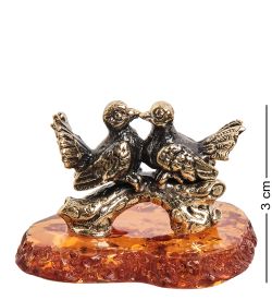 AM-1868 Фигурка «Голубки» (латунь, янтарь)