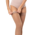 Чулки Fleur с ажурной силиконовой резинкой 1 рост 2 класс компрессии бежевый размер L