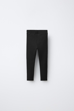 ZARA ЛЕГИНСЫ В РУБЧИК С НАШИВКОЙ, ЧЕРНЫЙ