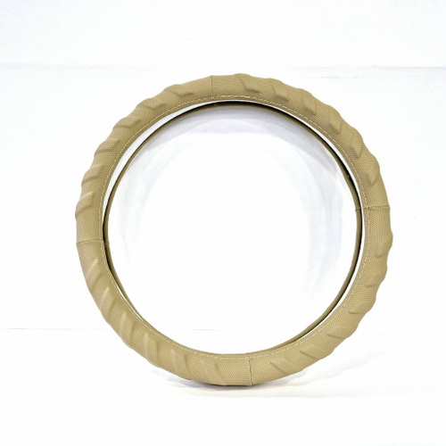 - 7967 / Оплетка на руль бежевая кожа+микрофибра, размер M, с рёбрами, серия эко стандарт (1 шт.)